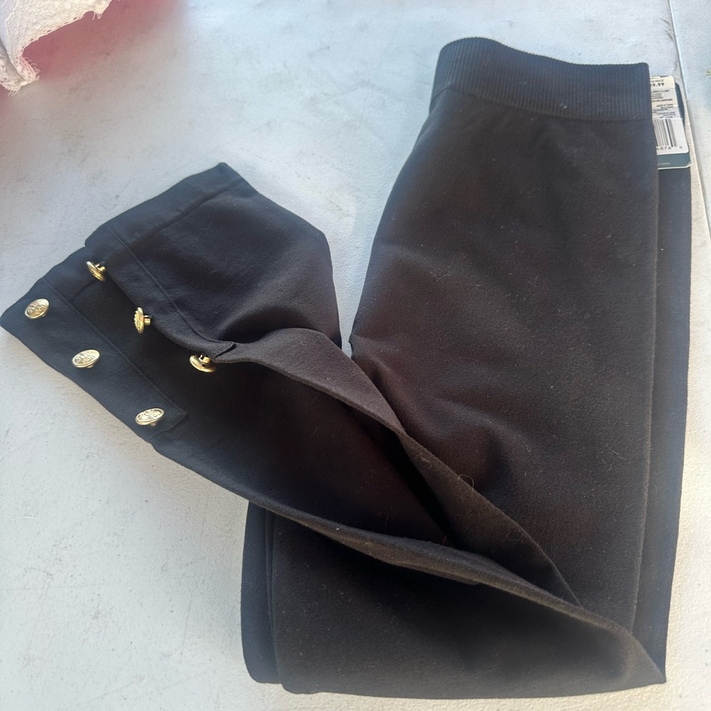Ralph Lauren Kids Black Joggers with Gold Button Details